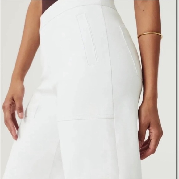 Spanx on the go White Wide-Leg stretched tencil cropped Pants - Picture 3 of 13